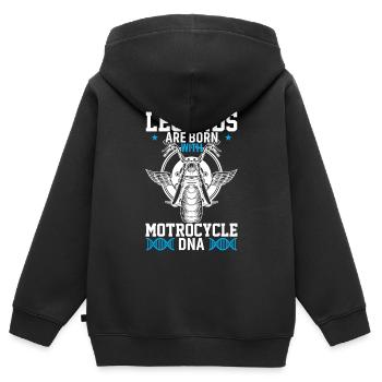 Legenden Werden Mit Motorrad-Dna Geboren - Kinder Premium Organic Zip Hoodie - Schwarz - Hinten - AI Model Kid Male (0cm)