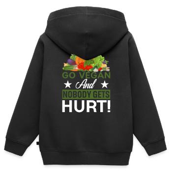Werde Veganer Und Niemand Wird Verletzt! - Kinder Premium Organic Zip Hoodie - Schwarz - Hinten - AI Model Kid Male (0cm)