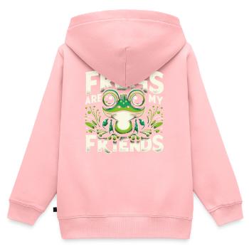 Crapaud grenouille - Sweat Premium à capuche zippé enfant bio - rose - Dos - AI Model Kid Female (0cm)