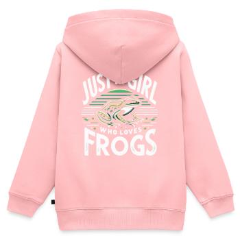 Crapaud grenouille - Sweat Premium à capuche zippé enfant bio - rose - Dos - AI Model Kid Female (0cm)