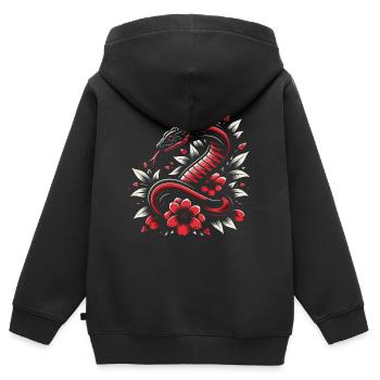Schlange Schlangen Tier - Kinder Premium Organic Zip Hoodie - Schwarz - Hinten - AI Model Kid Male (0cm)