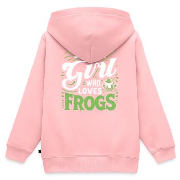 Crapaud grenouille - Sweat Premium à capuche zippé enfant bio - rose - Dos - AI Model Kid Female (0cm)