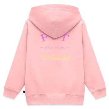 Fit wie ein Turnschuh - Kinder Premium Organic Zip Hoodie - Rosa - Hinten - AI Model Kid Female (0cm)