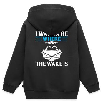 Ich Möchte Dort Sein Wo Das Erwachen Ist - Kinder Premium Organic Zip Hoodie - Schwarz - Hinten - AI Model Kid Male (0cm)