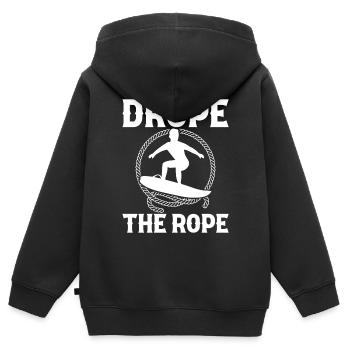 Lâcher la corde - Sweat Premium à capuche zippé enfant bio - noir - Dos - AI Model Kid Male (0cm)