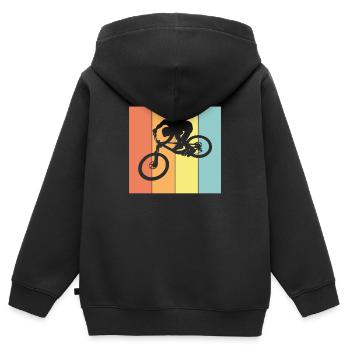 Biker MIT Biken - Kinder Premium Organic Zip Hoodie - Schwarz - Hinten - AI Model Kid Male (0cm)