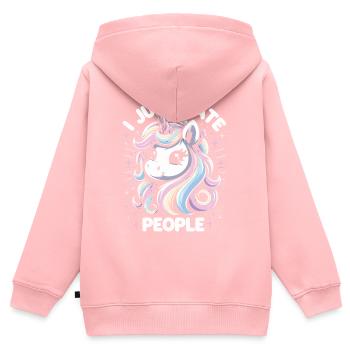 Licorne Licornes Conte de fées Magique - Sweat Premium à capuche zippé enfant bio - rose - Dos - AI Model Kid Female (0cm)