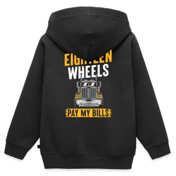 Dix-huit roues paient mes factures - Sweat Premium à capuche zippé enfant bio - noir - Dos - AI Model Kid Male (0cm)