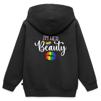 Je suis sa beauté - Sweat Premium à capuche zippé enfant bio - noir - Dos - AI Model Kid Male (0cm)