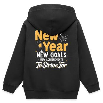 Neues Jahr, neue Ziele, neue Errungenschaften, die es zu erreichen gilt - Kinder Premium Organic Zip Hoodie - Schwarz - Hinten - AI Model Kid Male (0cm)