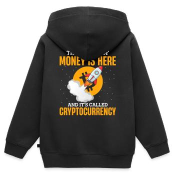 L’avenir de l’argent est ici, et il s’appelle Crypt - Sweat Premium à capuche zippé enfant bio - noir - Dos - AI Model Kid Male (0cm)