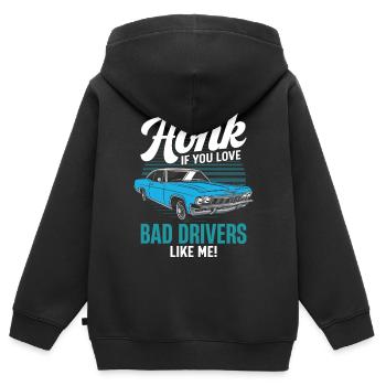 Hupen, wenn du schlechte Fahrer wie mich liebst! - Kinder Premium Organic Zip Hoodie - Schwarz - Hinten - AI Model Kid Male (0cm)