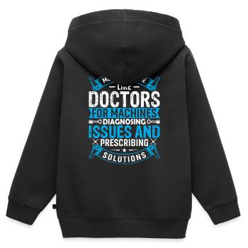 Les mécaniciens sont comme les médecins pour les machines, le diagnostic - Sweat Premium à capuche zippé enfant bio - noir - Dos - AI Model Kid Male (0cm)