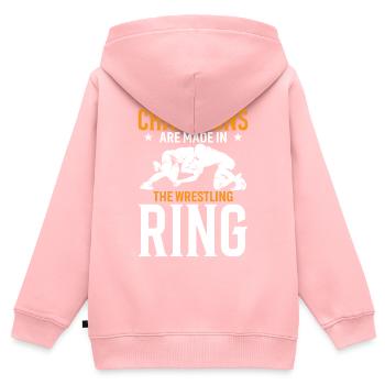 Champions werden im Wrestling-Ring gemacht - Kinder Premium Organic Zip Hoodie - Rosa - Hinten - AI Model Kid Female (0cm)