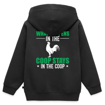 Was im Stall passiert, bleibt im Stall - Kinder Premium Organic Zip Hoodie - Schwarz - Hinten - AI Model Kid Male (0cm)