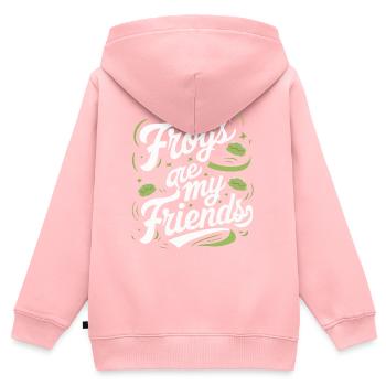 Crapaud grenouille - Sweat Premium à capuche zippé enfant bio - rose - Dos - AI Model Kid Female (0cm)