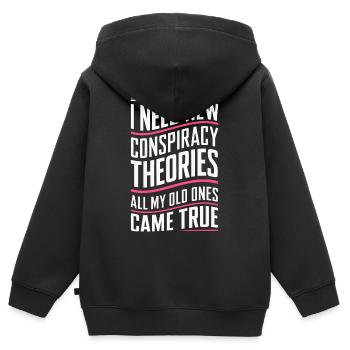 Conspiracy theorist conspiracy theory - Kids Premium Organic Zip-up Hoodie - black - Back - AI Model Kid Male (0cm)