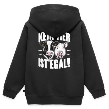 Vegetarier Veganer Tierschutz Tierrecht Veggie - Kinder Premium Organic Zip Hoodie - Schwarz - Hinten - AI Model Kid Male (0cm)