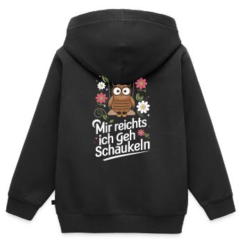 Nachteule Eule Eulen Vogel - Kinder Premium Organic Zip Hoodie - Schwarz - Hinten - AI Model Kid Male (0cm)