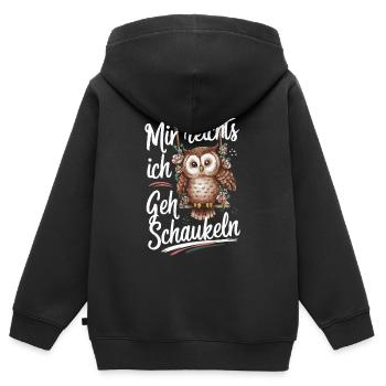 Nachteule Eule Eulen Vogel - Kinder Premium Organic Zip Hoodie - Schwarz - Hinten - AI Model Kid Male (0cm)