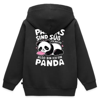 Panda Panda Ours Pandas - Sweat Premium à capuche zippé enfant bio - noir - Dos - AI Model Kid Male (0cm)