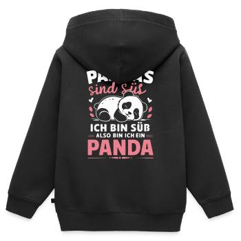 Panda Panda Ours Pandas - Sweat Premium à capuche zippé enfant bio - noir - Dos - AI Model Kid Male (0cm)