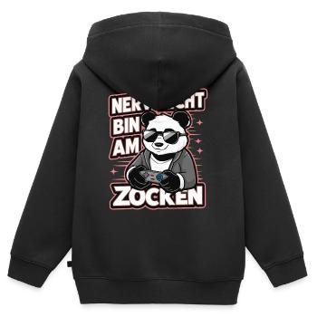 Panda Panda Ours Pandas - Sweat Premium à capuche zippé enfant bio - noir - Dos - AI Model Kid Male (0cm)