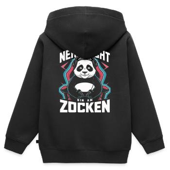 Panda Panda Ours Pandas - Sweat Premium à capuche zippé enfant bio - noir - Dos - AI Model Kid Male (0cm)