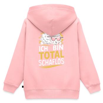 moutons, troupeau de moutons, ferme, agriculteur, berger - Sweat Premium à capuche zippé enfant bio - rose - Dos - AI Model Kid Female (0cm)