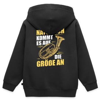 Cor Ténor Cor Ténor Cor Instrument - Sweat Premium à capuche zippé enfant bio - noir - Dos - AI Model Kid Male (0cm)