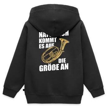 Cor Ténor Cor Ténor Cor Instrument - Sweat Premium à capuche zippé enfant bio - noir - Dos - AI Model Kid Male (0cm)