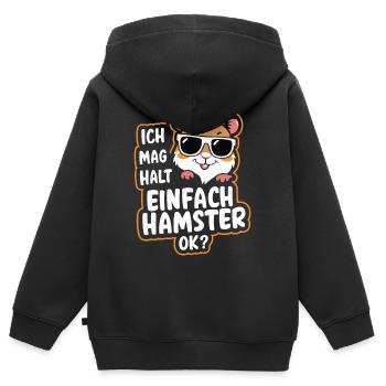 Hamster Hamster doré Hamster nain - Sweat Premium à capuche zippé enfant bio - noir - Dos - AI Model Kid Male (0cm)