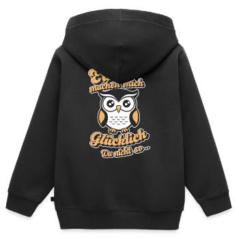 Nachteule Eule Eulen Vogel - Kinder Premium Organic Zip Hoodie - Schwarz - Hinten - AI Model Kid Male (0cm)