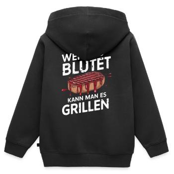 Grillen Grill BBQ Barbecue Grillschürze Griller - Kinder Premium Organic Zip Hoodie - Schwarz - Hinten - AI Model Kid Male (0cm)