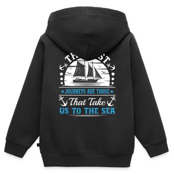 Die besten Reisen sind die, die uns in den Nahen Osten führen - Kinder Premium Organic Zip Hoodie - Schwarz - Hinten - AI Model Kid Male (0cm)