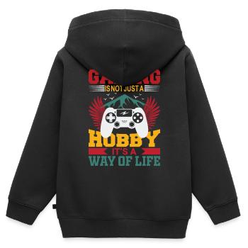 Le jeu n’est pas seulement un passe-temps, c’est un mode de vie. - Sweat Premium à capuche zippé enfant bio - noir - Dos - AI Model Kid Male (0cm)