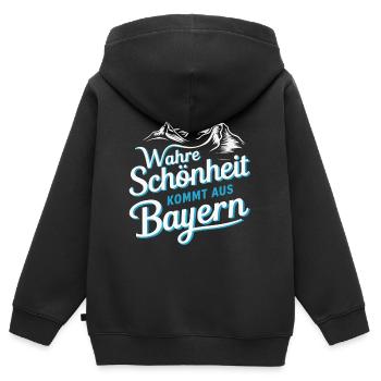 État libre de Bavière Bavarois - Sweat Premium à capuche zippé enfant bio - noir - Dos - AI Model Kid Male (0cm)