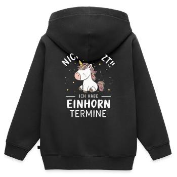 Einhorn Einhörner Fabelwesen Mystisch - Kinder Premium Organic Zip Hoodie - Schwarz - Hinten - AI Model Kid Male (0cm)