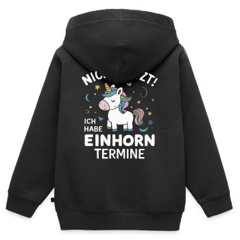 Einhorn Einhörner Fabelwesen Mystisch - Kinder Premium Organic Zip Hoodie - Schwarz - Hinten - AI Model Kid Male (0cm)