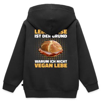 Leberkäs Bayern Leberkas Semmel Fleischkäse - Sweat Premium à capuche zippé enfant bio - noir - Dos - AI Model Kid Male (0cm)