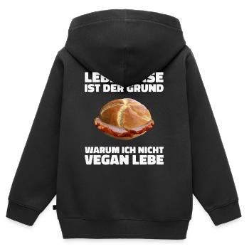 Leberkäs Bayern Leberkas Semmel Fleischkäse - Sweat Premium à capuche zippé enfant bio - noir - Dos - AI Model Kid Male (0cm)