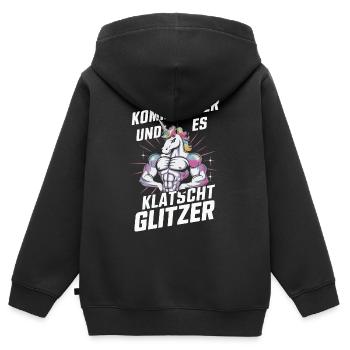 Einhorn Einhörner Fabelwesen Mystisch - Kinder Premium Organic Zip Hoodie - Schwarz - Hinten - AI Model Kid Male (0cm)