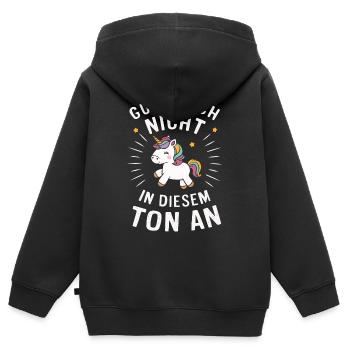 Einhorn Einhörner Fabelwesen Mystisch - Kinder Premium Organic Zip Hoodie - Schwarz - Hinten - AI Model Kid Male (0cm)