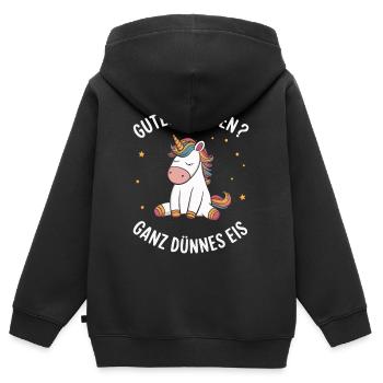 Einhorn Einhörner Fabelwesen Mystisch - Kinder Premium Organic Zip Hoodie - Schwarz - Hinten - AI Model Kid Male (0cm)