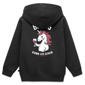Einhorn Einhörner Fabelwesen Mystisch - Kinder Premium Organic Zip Hoodie - Schwarz - Hinten - AI Model Kid Male (0cm)