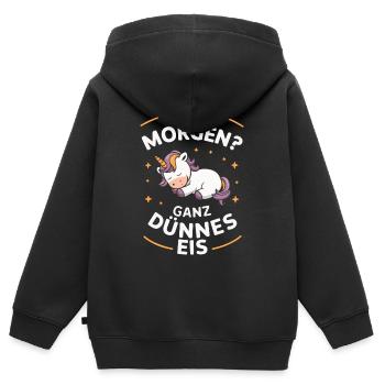 Einhorn Einhörner Fabelwesen Mystisch - Kinder Premium Organic Zip Hoodie - Schwarz - Hinten - AI Model Kid Male (0cm)
