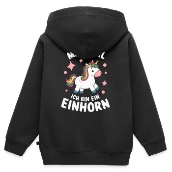 Einhorn Einhörner Fabelwesen Mystisch - Kinder Premium Organic Zip Hoodie - Schwarz - Hinten - AI Model Kid Male (0cm)