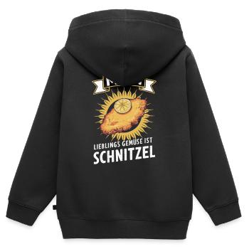 Wiener Schnitzel Plätzli Autriche Alimentation - Sweat Premium à capuche zippé enfant bio - noir - Dos - AI Model Kid Male (0cm)