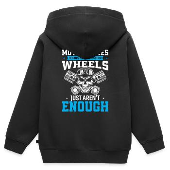 Motorräder: Weil manchmal vier Räder einfach sind - Kinder Premium Organic Zip Hoodie - Schwarz - Hinten - AI Model Kid Male (0cm)