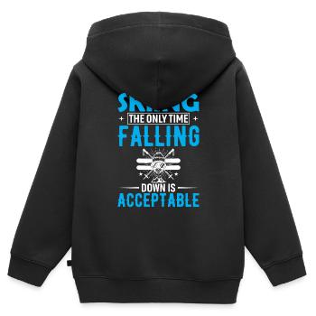 Skifahren: Nur ein Sturz ist akzeptabel. - Kinder Premium Organic Zip Hoodie - Schwarz - Hinten - AI Model Kid Male (0cm)